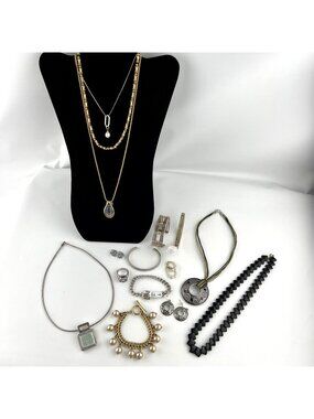 Signed Jewelry Lot 15 Pieces Costume and 1 925 Lia Sophia Trifari Monet Napier